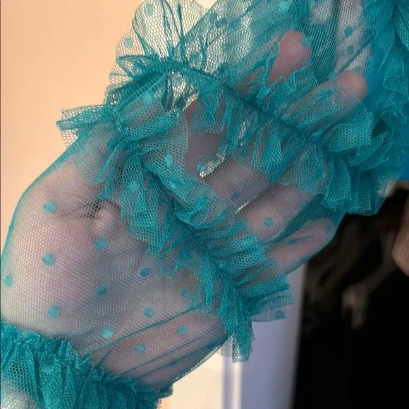 Elegant Teal Ruffle Dress - Picture 4 of 4